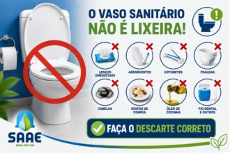 SAAE de Nova Mutum alerta: vaso sanitário não é lixeira SAAE de Nova Mutum alerta: vaso sanitário não é lixeira